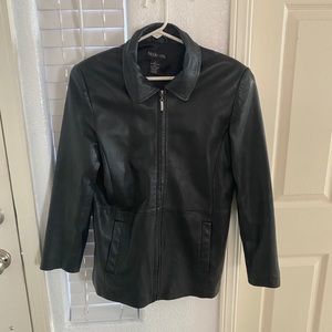 Black leather zip up jacket size small style & co